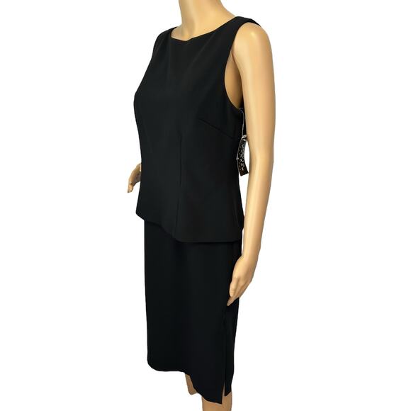2/$30 NWT David Warren NY Layered Sheath Dress Black Sleeveless Size 8 - Picture 4 of 11